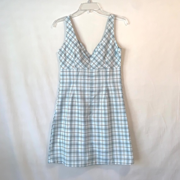 Oasis Blue Plaid Sleeveless Lined Dress Size XS - Picture 6 of 7
